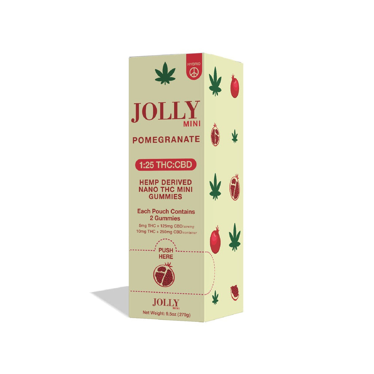 Jolly Mini Gummies 1:25 30Ct Pomegranate Packaging