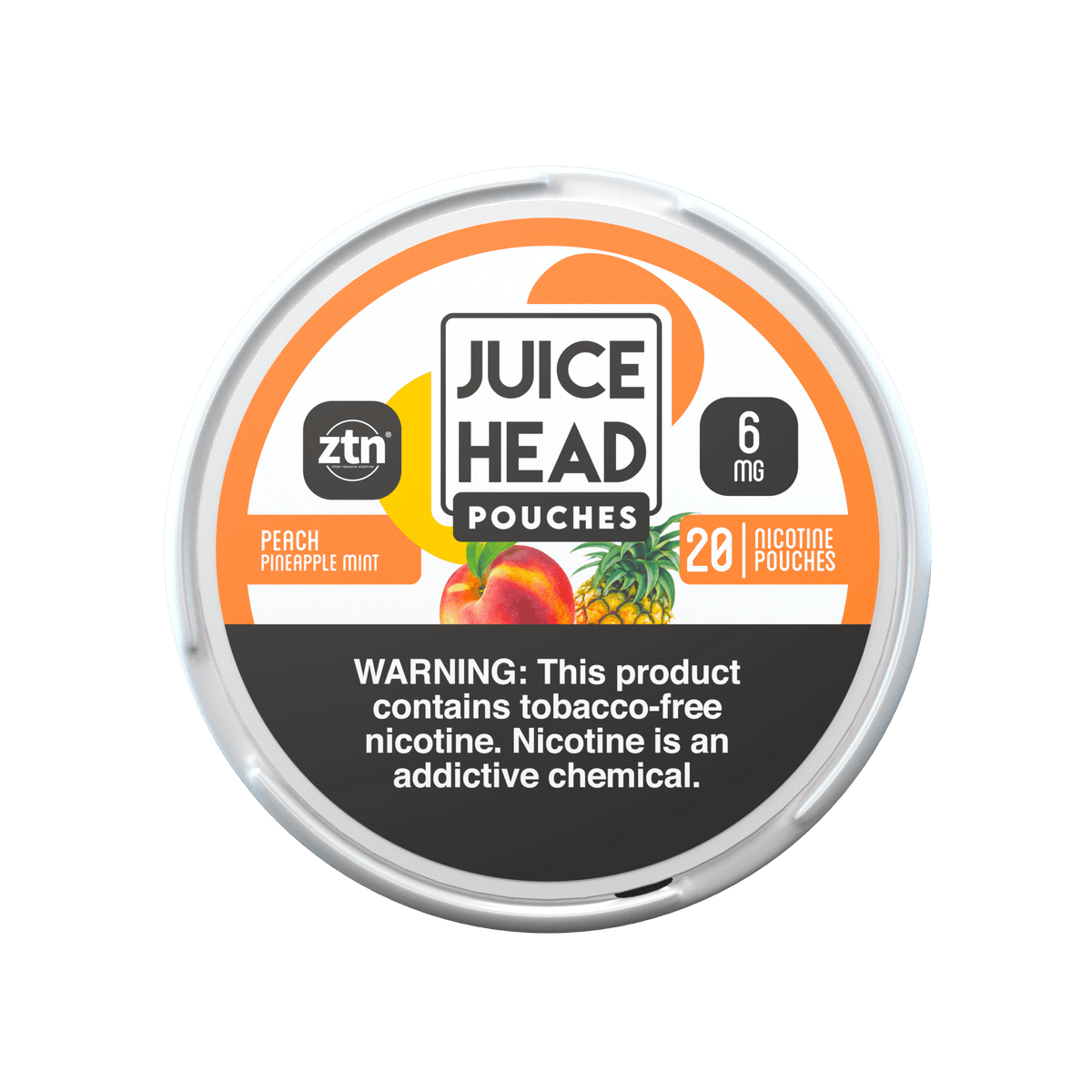 Juice Head ZTN Nicotine Pouch (20ct Can)(5-Can Pack) Peach Pineapple Mint
