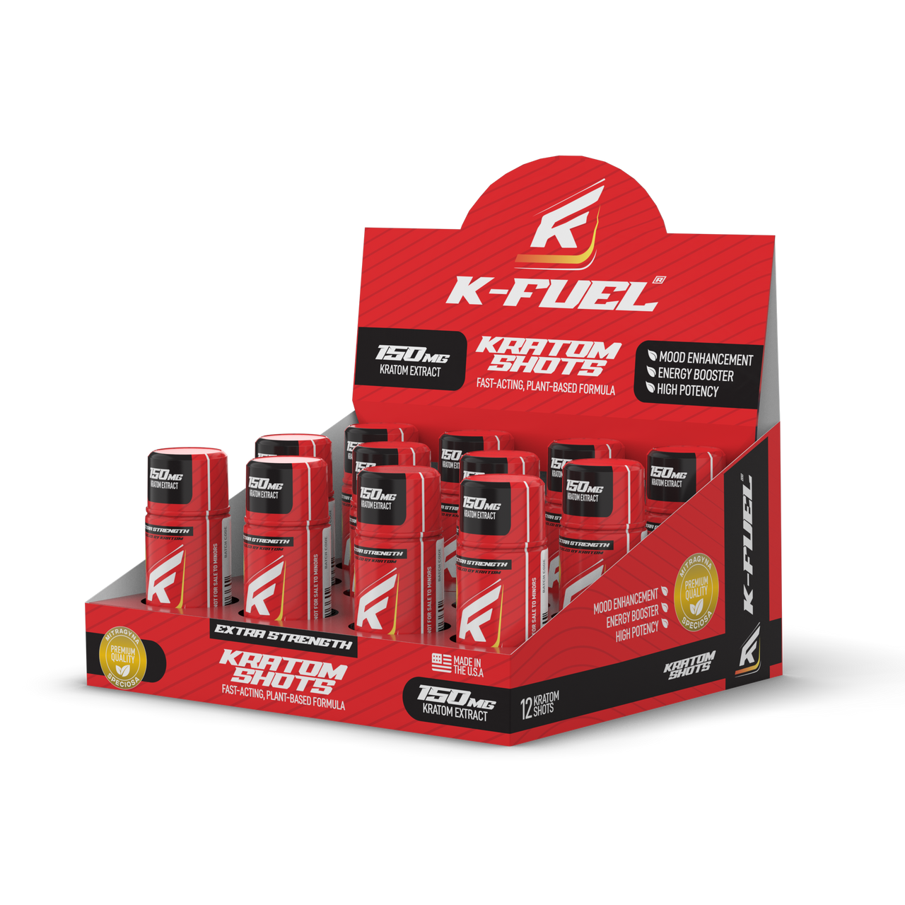 K-fuel - 150mg Extra Strength Kratom Shot 12/PK Packaging