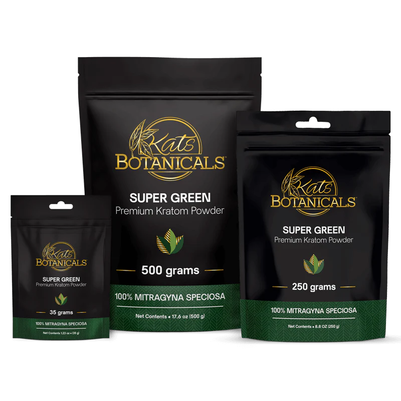 Group Picture of Kats Kratom (35G),(250g), (500g) Super Green (Powder)