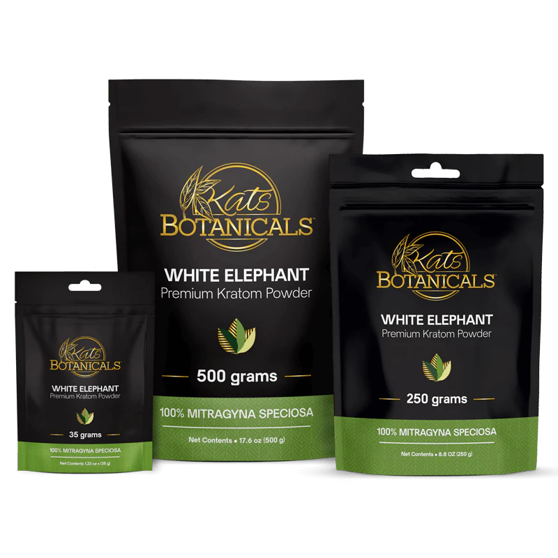 Group Picture of Kats Kratom (35G),(250g), (500g) White Elephant (Powder)