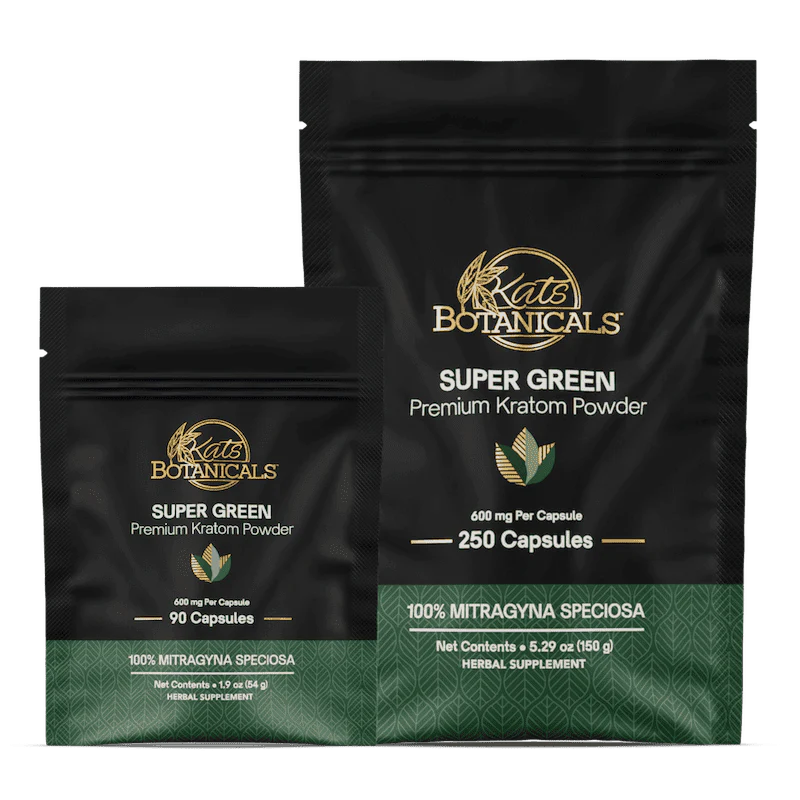 Kats Kratom Super Green (90Ct), (250Ct) Capsules