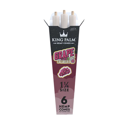 King Palm Hemp Cones 1 1/4 30/6Pk | Grape Swish with packaging