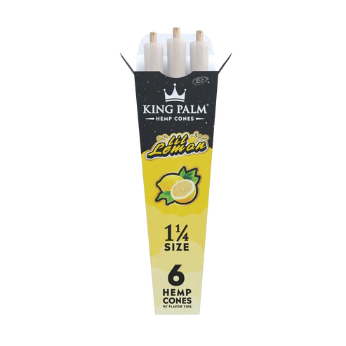 King Palm Hemp Cones 1 1/4 30/6Pk | Lil Lemon with packaging