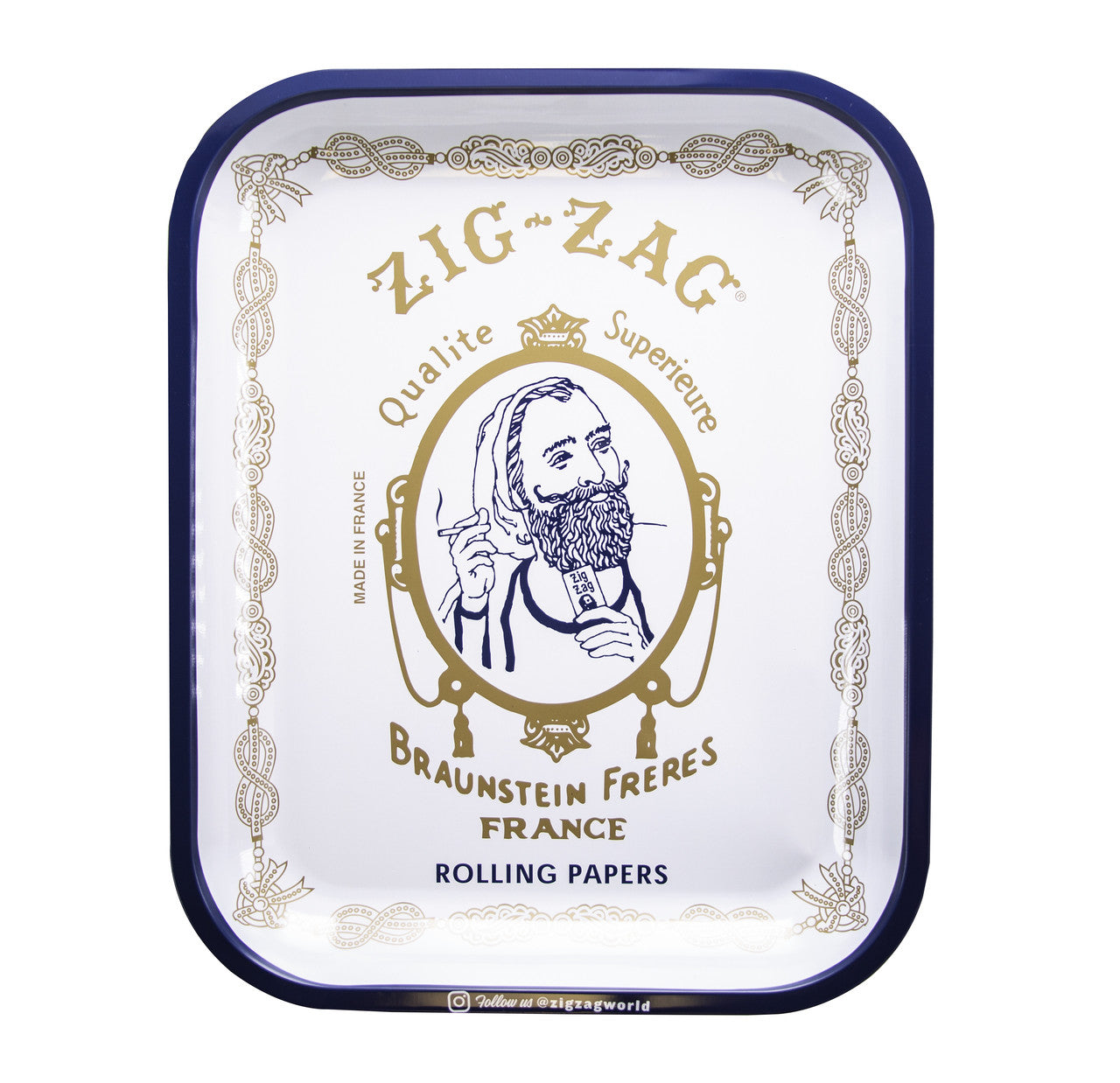 Zig-zag Large Rolling Tray - White