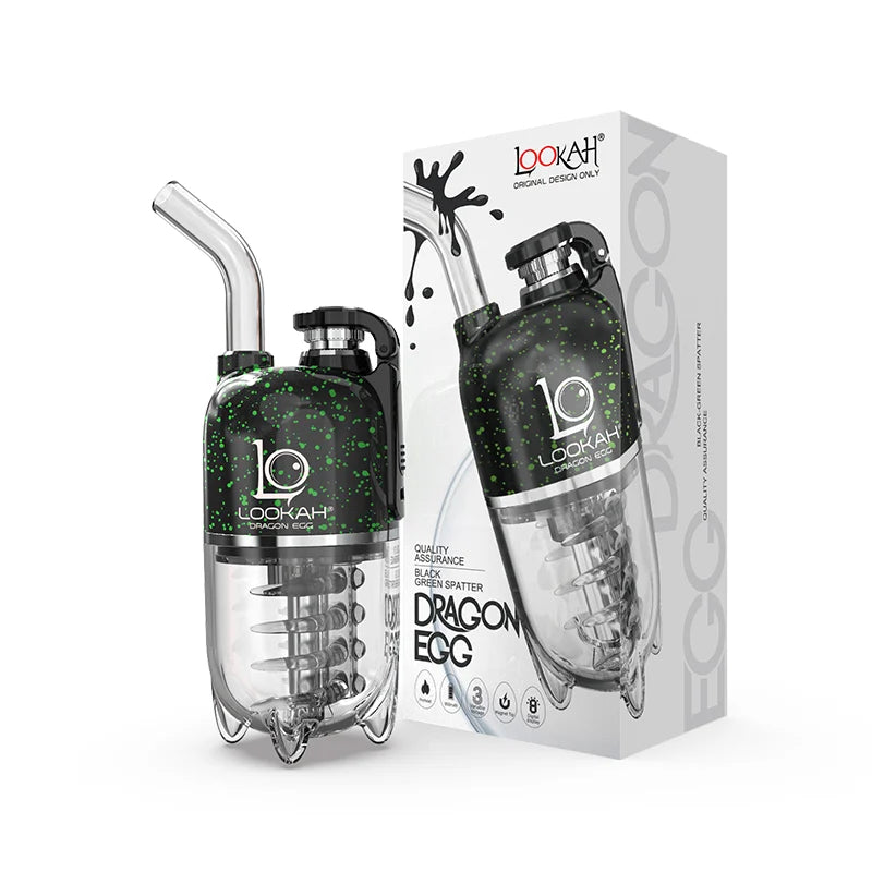 Lookah Dragon Egg Portable Wax Vaporizer (950mAh) | Spatter Edt Black/Green with Packaging