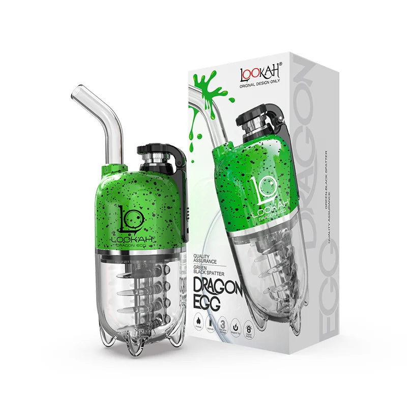 Lookah Dragon Egg Portable Wax Vaporizer (950mAh) | Spatter Edt Neon Green/Black with Packaging