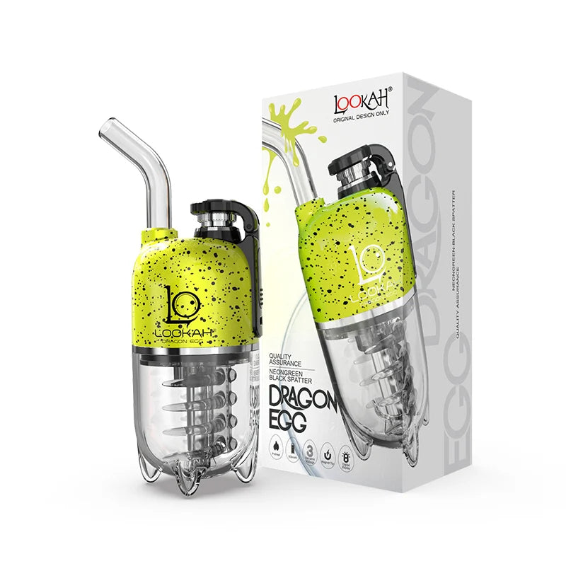 Lookah Dragon Egg Portable Wax Vaporizer (950mAh) | Spatter Edt Neon Green/Black with Packaging