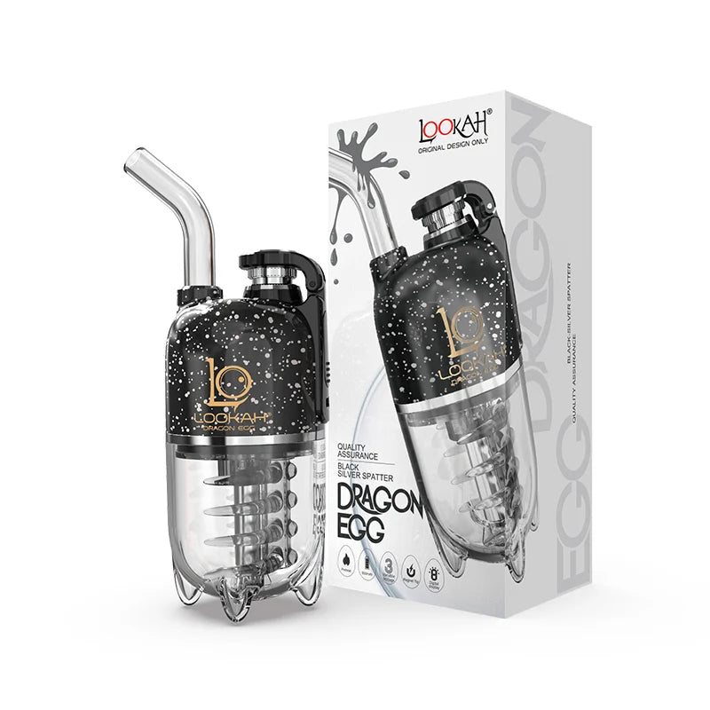 Lookah Dragon Egg Portable Wax Vaporizer (950mAh) | Spatter Edt Black/Silver with Packaging