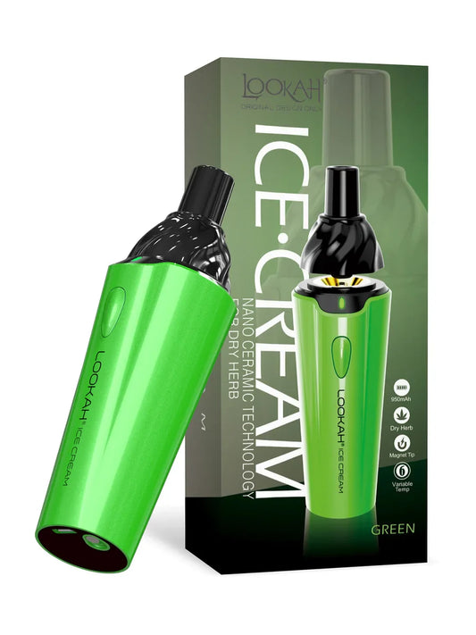 Lookah Ice Cream Nano Ceramic Technology For Dry Herb Neon Green with packaging