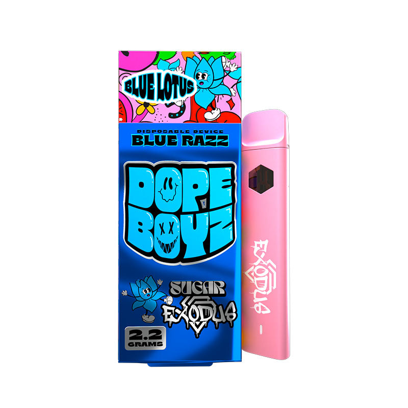Sugar Exodus Pope Boyz Mushroom Vape 2.2g Blue Razz with Packaging