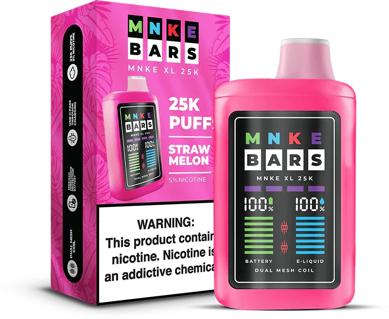 Mnke Bars 25K Puff 5% 5Ct Strawmelon with packaging
