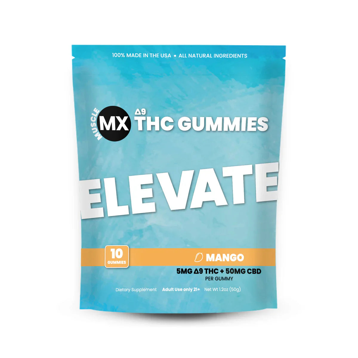 Muscle MX Elevate D9 Thc Gummies Single 10 Pack Mango