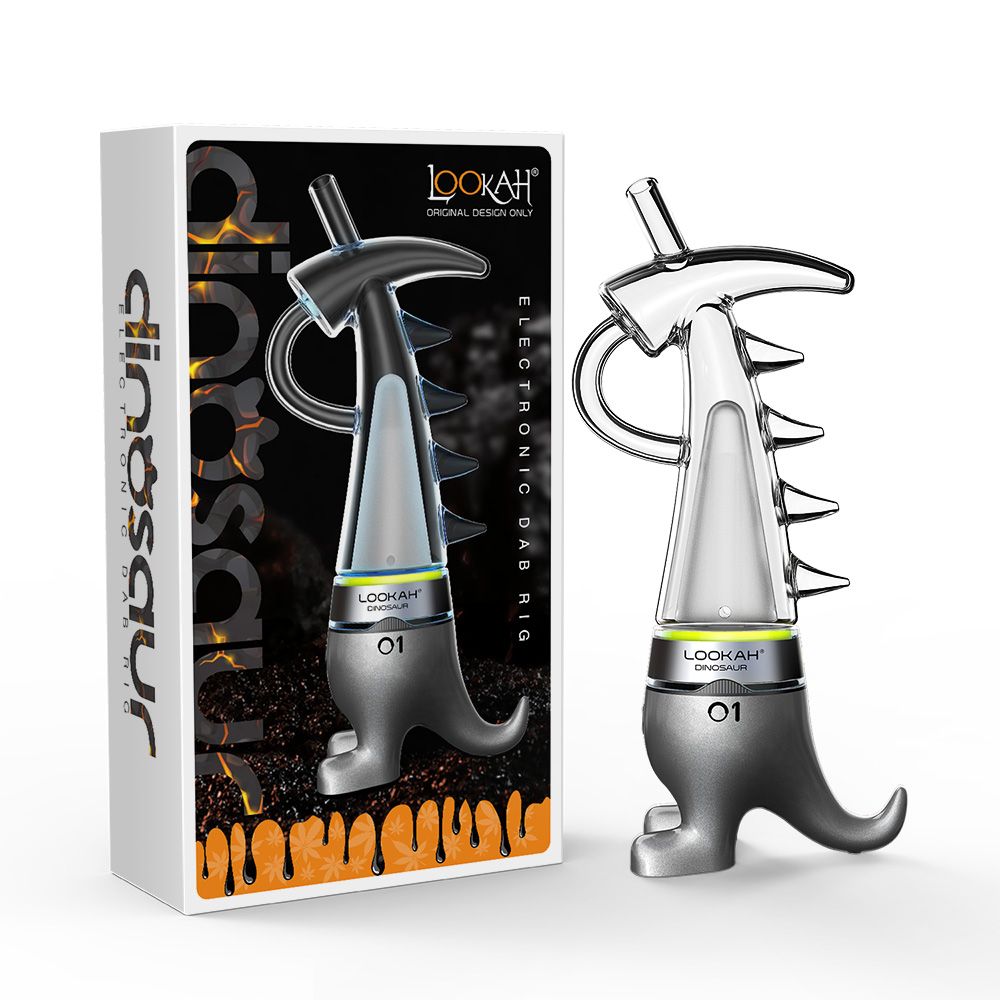 Lookah Dinosaur E-Dab Rig | Gray with Packaging