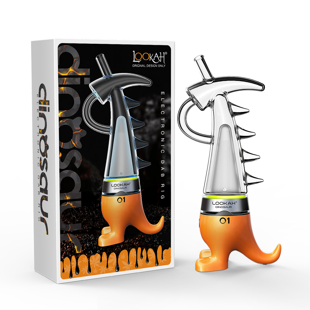 Lookah Dinosaur E-Dab Rig | Orange with Packaging