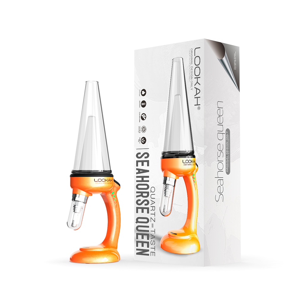 Lookah Seahorse Queen E-Dab Rig | Orange with Packaging