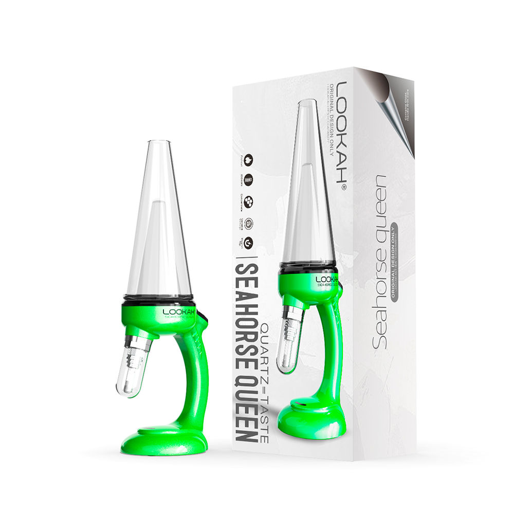 Lookah Seahorse Queen E-Dab Rig | Green with Packaging