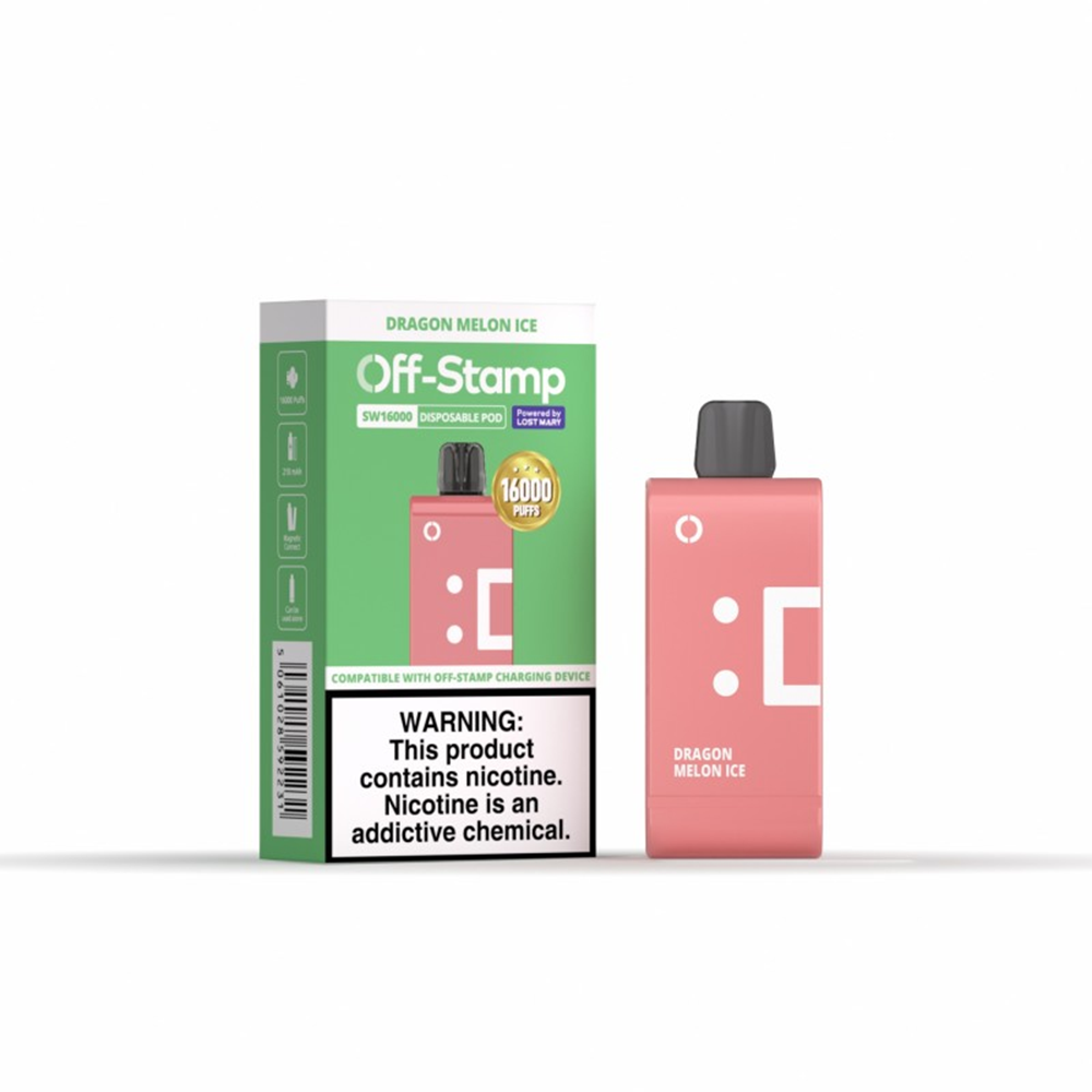 Off Stamp SW16000 Disposable | 16000 Puffs | 17mL | 50mg | MOQ 5 |Pod Disposable Only | Dragon Melon Ice with packaging