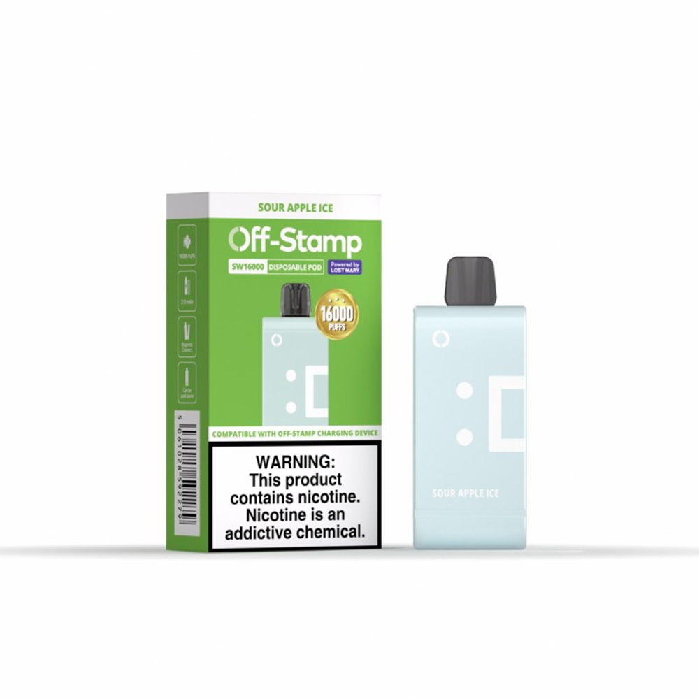 Off Stamp SW16000 Disposable | 16000 Puffs | 17mL | 50mg | MOQ 5 |Pod Disposable Only | Sour Apple Ice with Packaging
