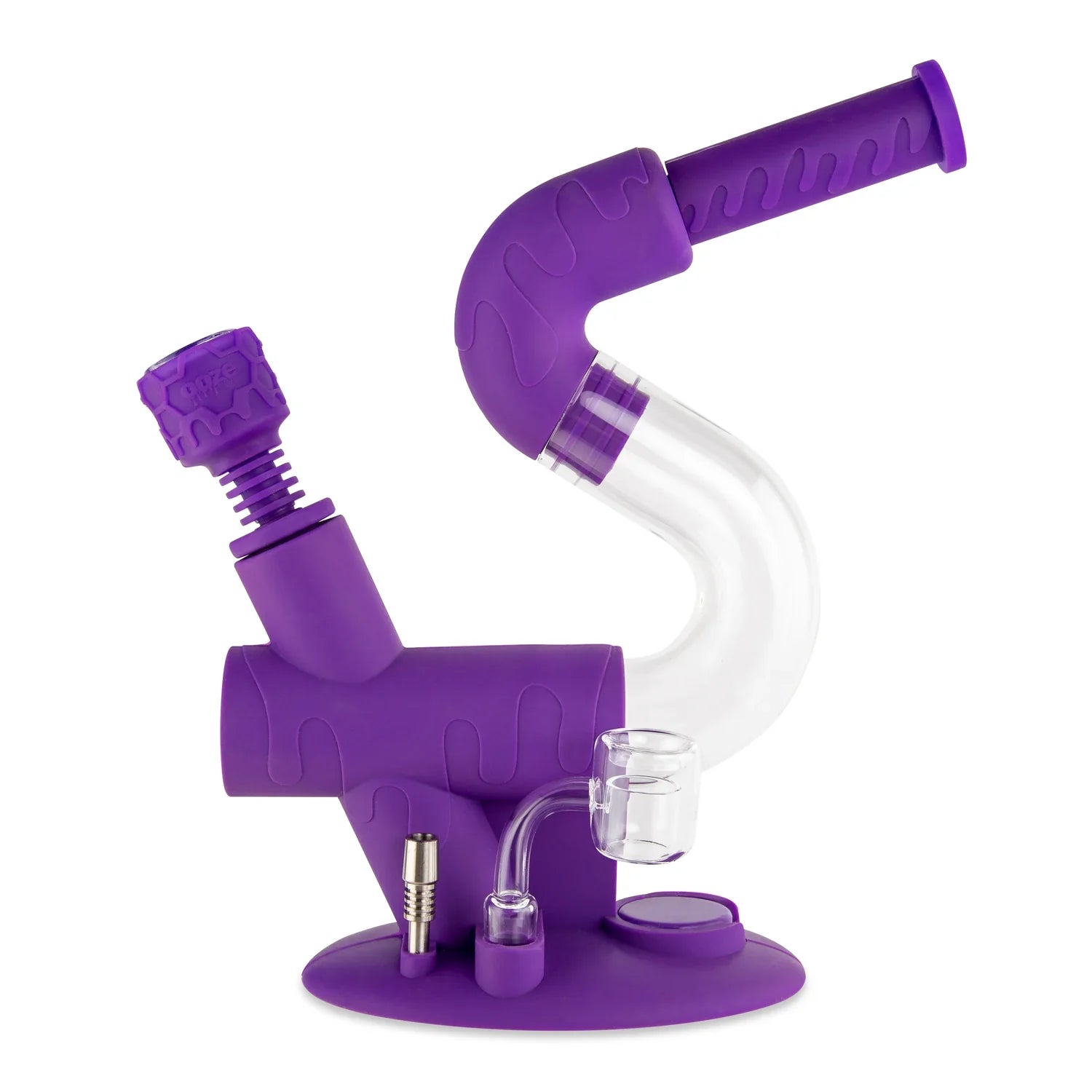 OOZE SWERVE SILICONE WATER PIPE & NECTAR COLLECTOR Ultra Purple
