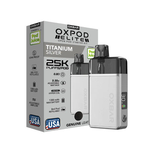 Oxpod Elite Starter Kit 25K Titanium Silver with Packaging