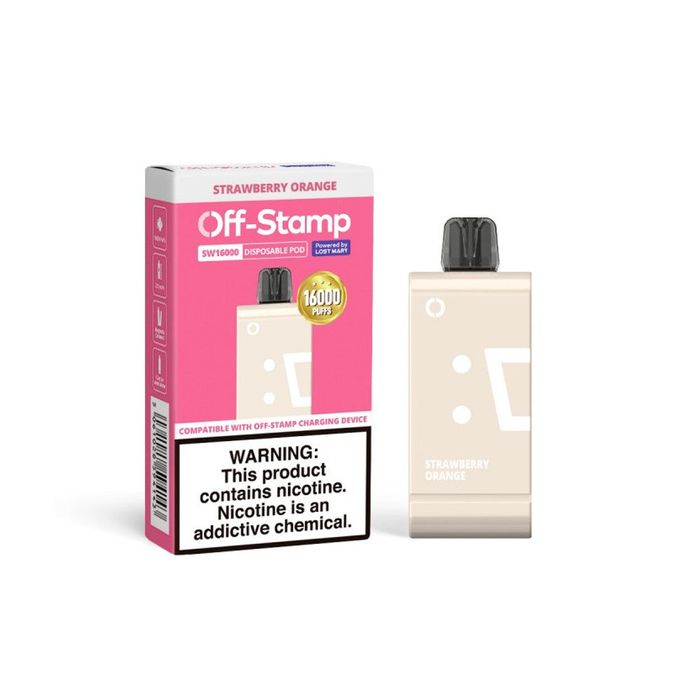 Off-Stamp 16K Pod Puff Strawberry Orange with packaging