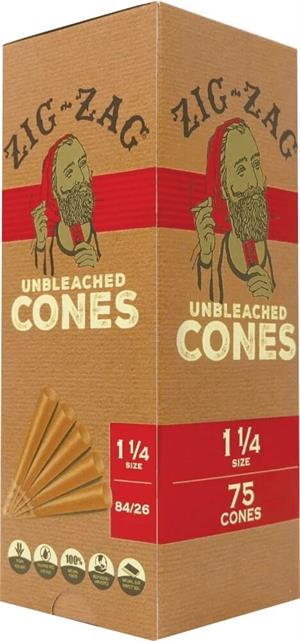 Zig-Zag Unbleached Cones 1 1/4 75 Cones with packaging