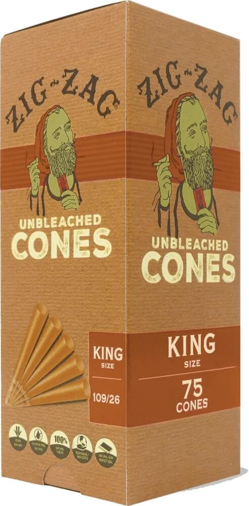 Zig-zag Unbleached Cones King 75 Cones packaging