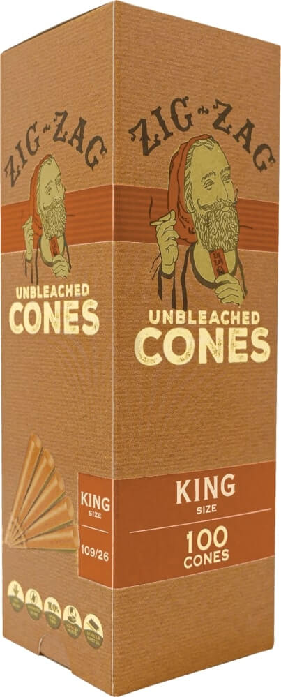 Zig-zag Unbleached Cones 100 cones Packaging
