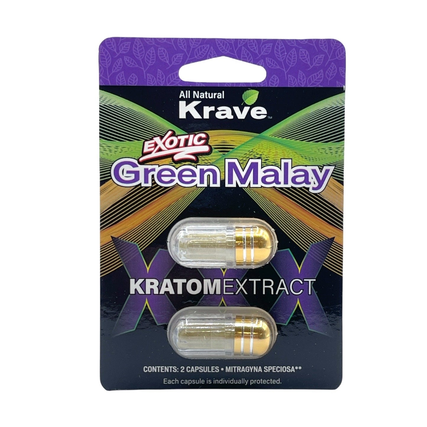 Krave Exotic Extract Kratom 2 Capsule | 6pk | Green Malay