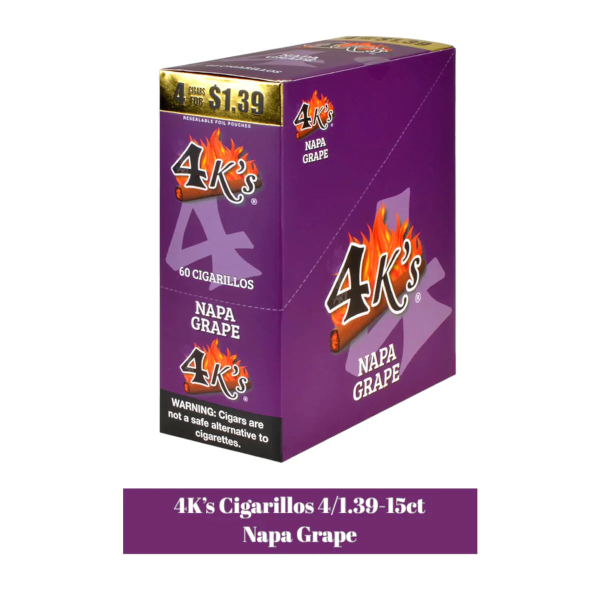 Good Times 4K's Cigarillos 4 for $1.39 15/4ct Napa Grape Packaging