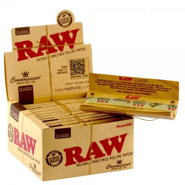 Raw Classic Connoisseur + Tips 24pk King Size