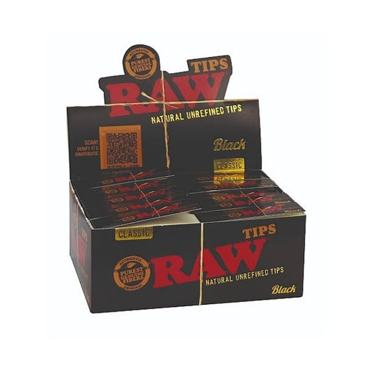 RAW Tips Unrefined Classic Black 50 per Box with packaging