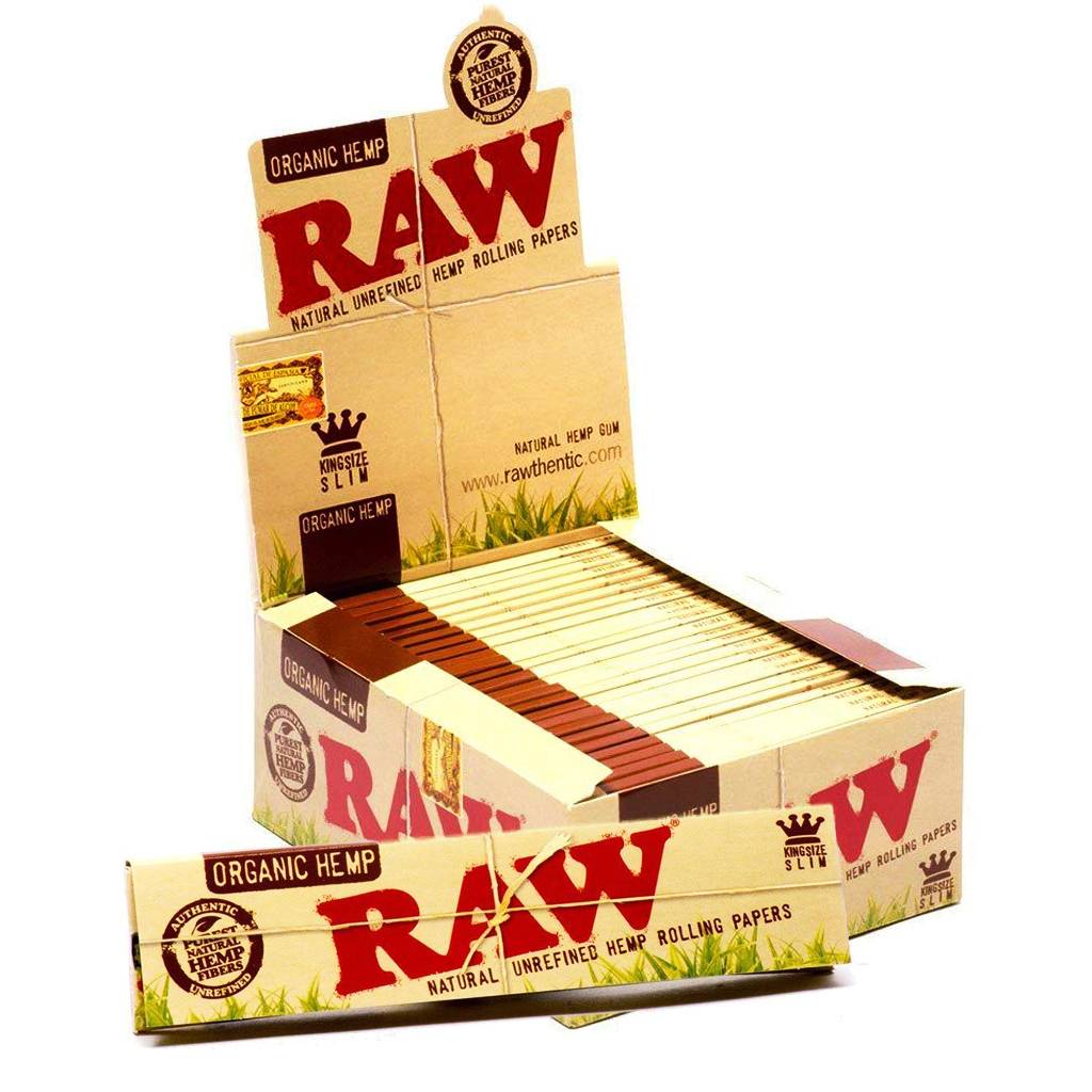 RAW Natural Unrefined Hemp Rolling Paper Organic Hemp Kingsize Slim 24pk