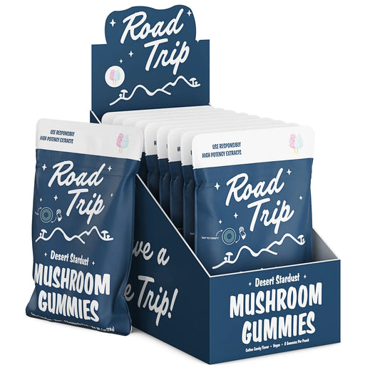 Road Trip Desert Stardust Mushroom Gummies 10Ct Cotton Candy with Packaging