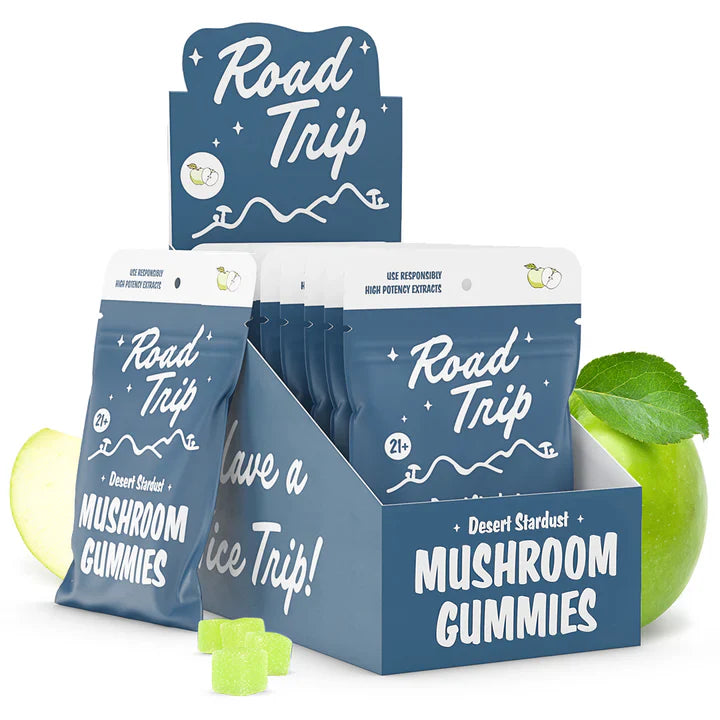Road Trip Desert Stardust Mushroom Gummies 10Ct Green Apple With Packaging