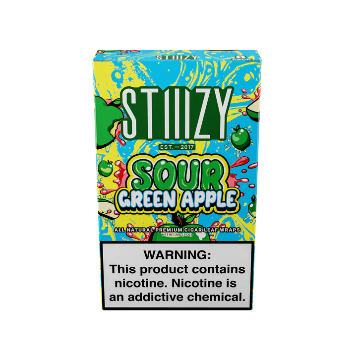 Stiiizy All Natural Premium Cigar Leaf Wraps 20ct Sour Green Apple Packaging