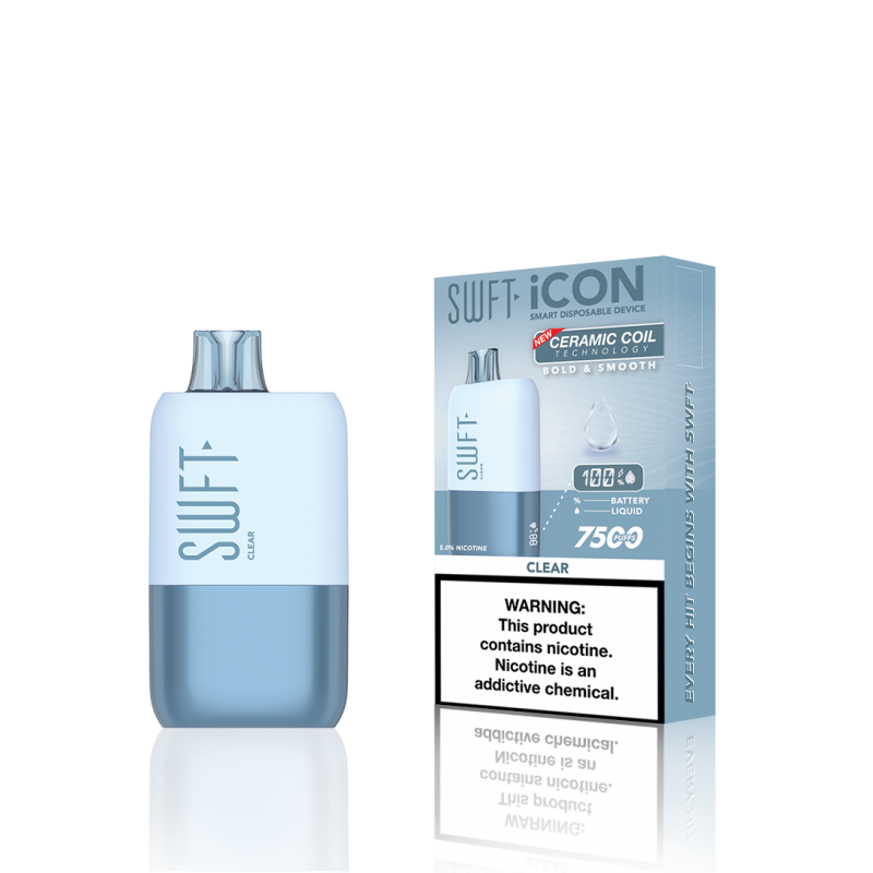 SWFT Icon 7500 Disposable 5% 10PK | Clear with packaging