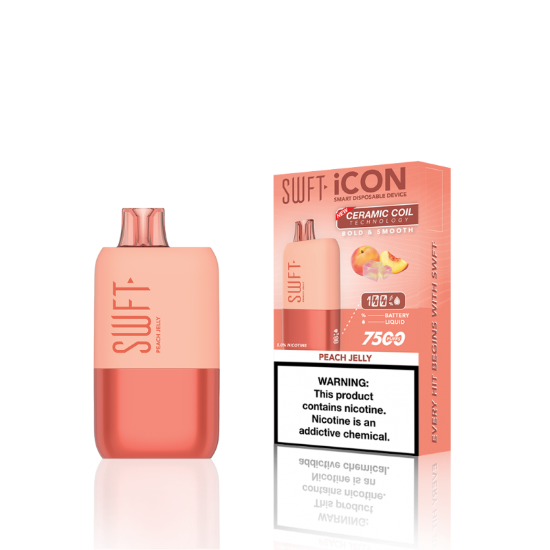 SWFT Icon 7500 Disposable 5% 10PK | Peach Jelly with packaging
