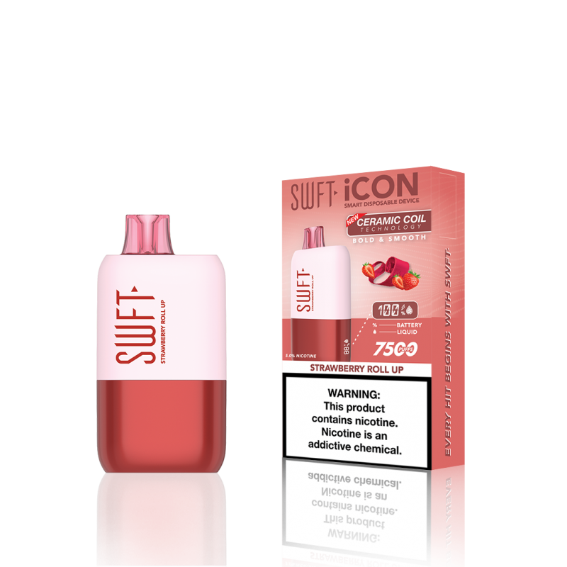 SWFT Icon 7500 Disposable 5% 10PK | Strawberry Roll Up with packaging