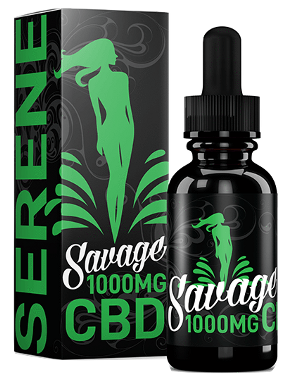 Savage Serene CBD Vape Juice 30mL 1000mg with Packaging