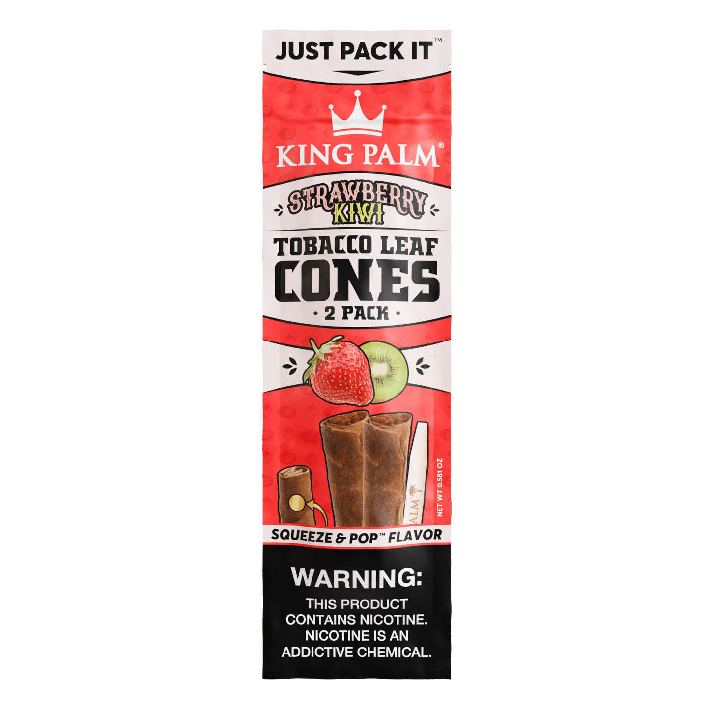 King Palm Tobacco Leaf Cones 10/2pk Strawberry Kiwi