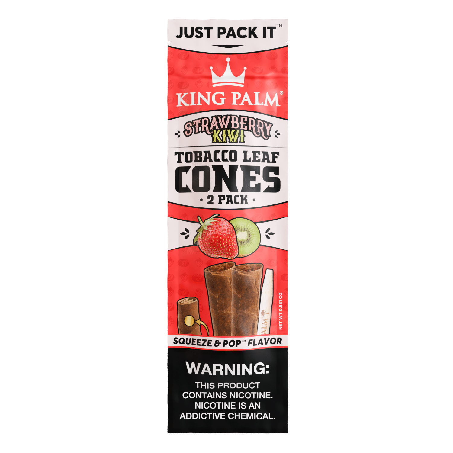 King Palm Tobacco Leaf Cones 10/2pk Strawberry Kiwi