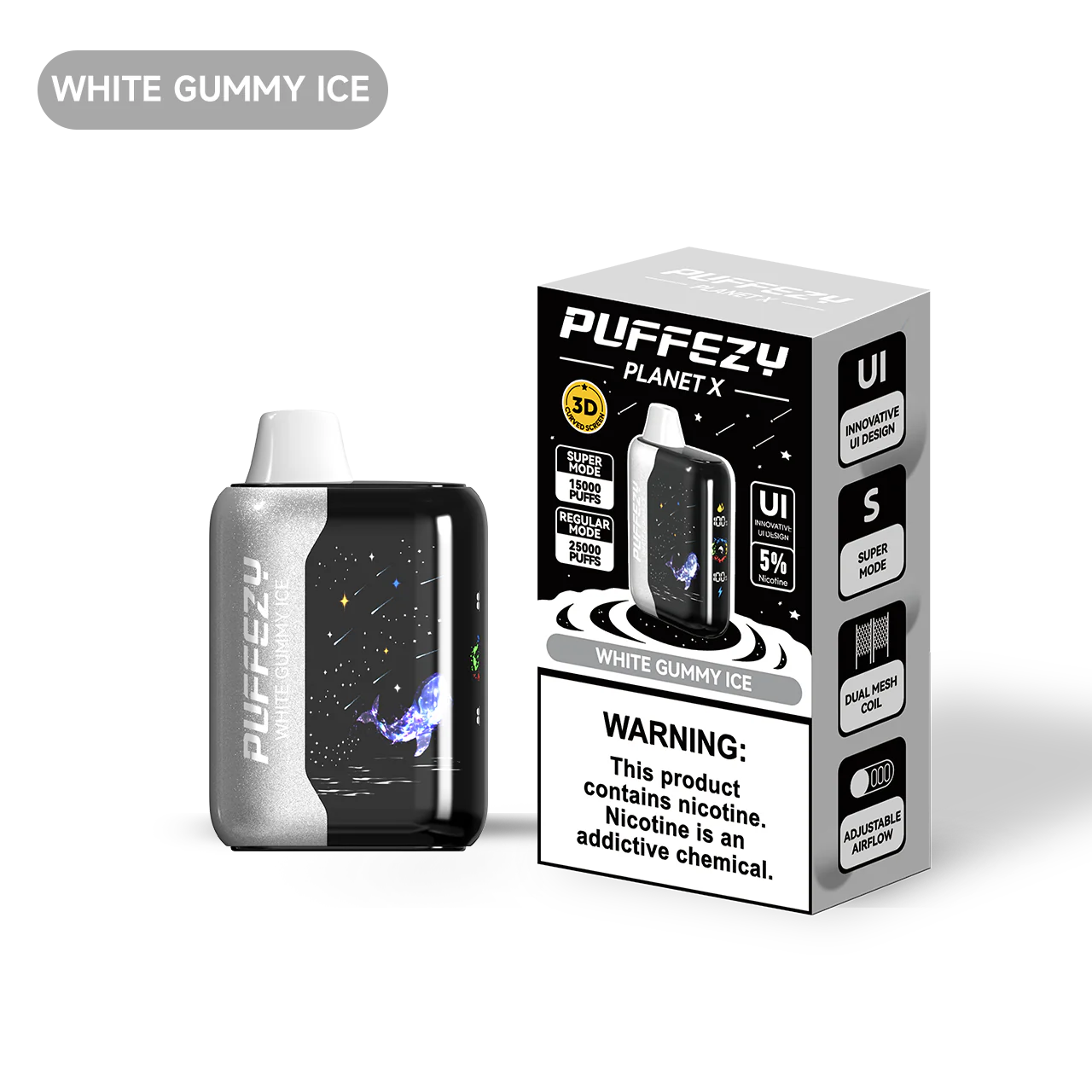 PUFFEZY PLANET X 25K 5PCS White Gummy Ice with Packaging