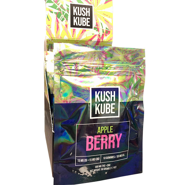 Kush Kube 10 Gummies | Apple Berry with Packaging