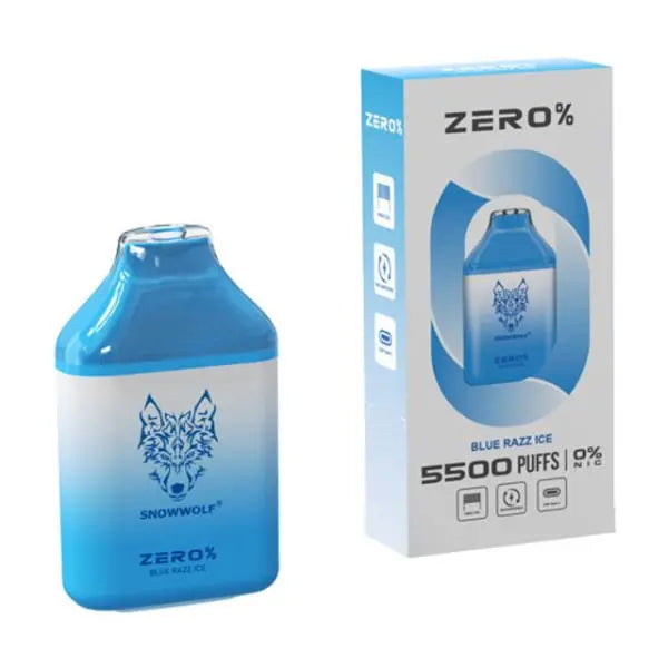 SnowWolf 5500 Puff Zero 0% | Blue Razz Ice with packaging