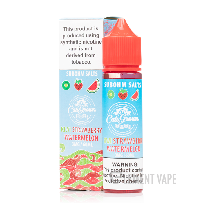 Cali Grown Subohm Salts 60mL Kiwi Strawberry Watermelon with Packaging