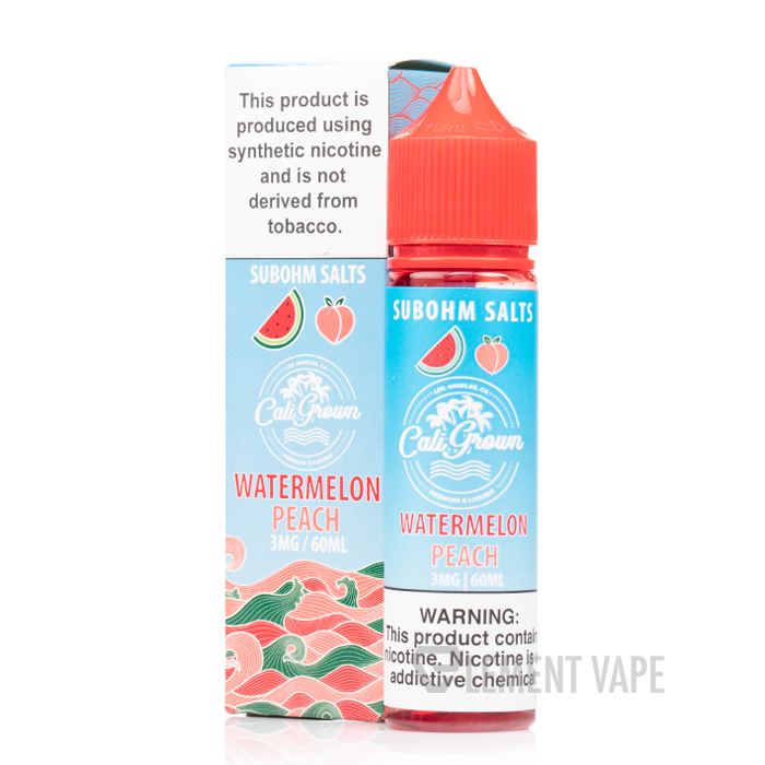 Cali Grown Subohm Salts 60mL Watermelon Peach with Packaging