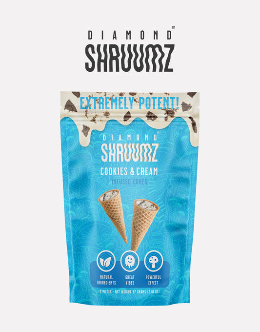 Diamond Shruums Infused Cones | 2CT/5PK | Cookies and Cream with Packaging