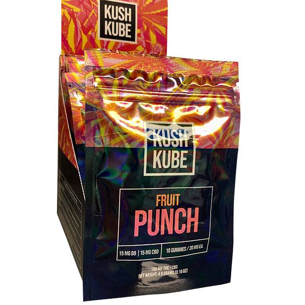 Kush Kube 10 Gummies | Fruit Punch with Packaging